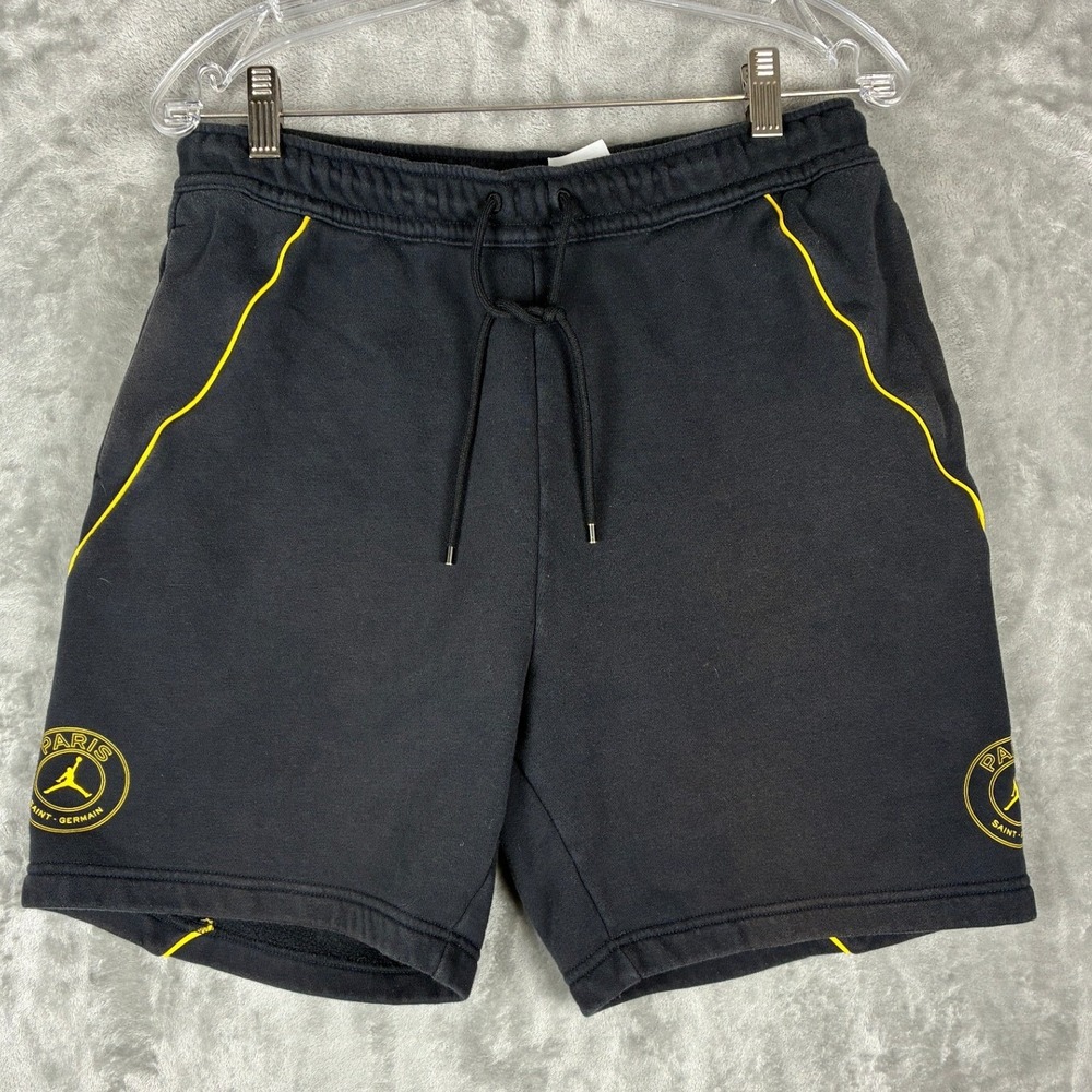 Jordan Paris Saint-Germain PSG Fleece Shorts Black Yellow Mens Small CZ0792-010